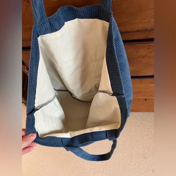 Sezane Blue Corduroy Tote Bag - Picture 4 of 4